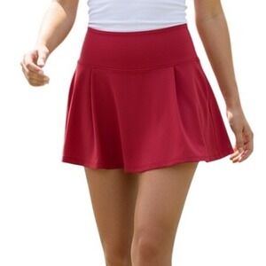 Santiny‎ Size S Athletic Mini Skirt Skort Solid Red Sporty Tennis Pickleball NWT